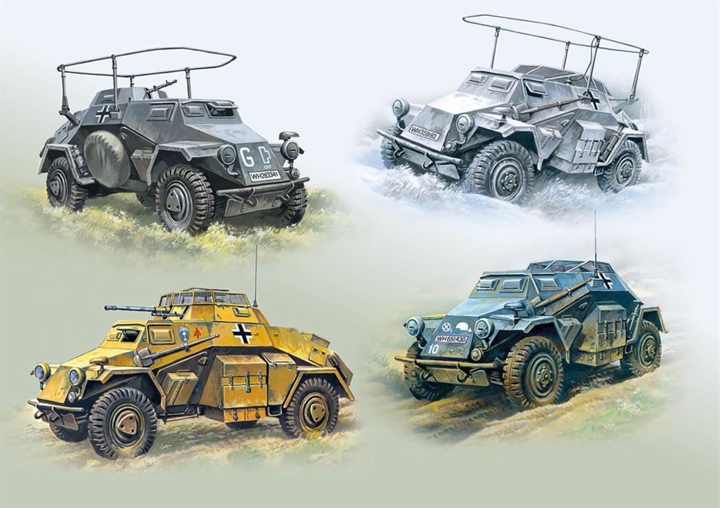 ICM 1/72 DS7207 Wehrmacht Light Armoured Vehicles Set of 4 Kits