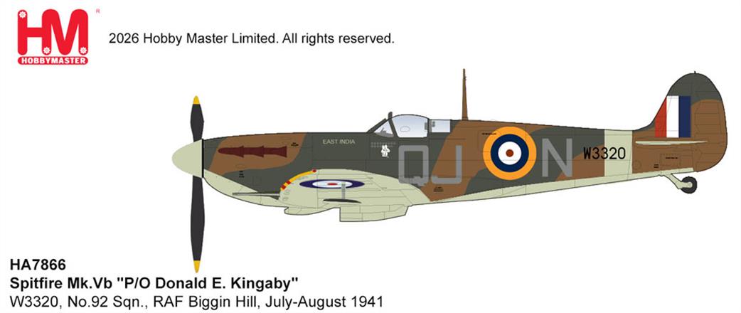 Hobby Master 1/48 HA7866 Spitfire Mk.Vb P/O Donald E Kingby RAF Biggen Hill Model