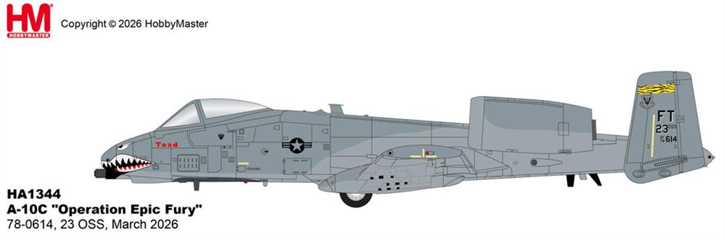 Hobby Master 1/72 HA1344 A-10C Thunderbolt II Operation Epic Fury USAF Ground Attack Aircraft Model