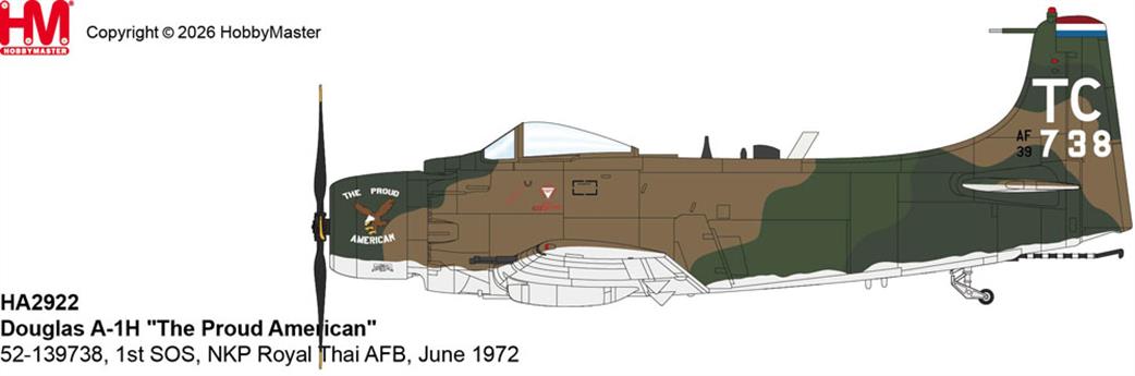 Hobby Master 1/72 HA2922 Douglas A-1H Skyraider The Proud American Diecast Aircraft Model