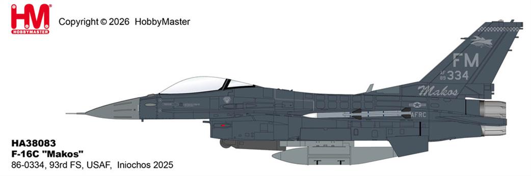 Hobby Master 1/72 HA38083 F-16C Fighting Falcon Makos USAF Iniochos 2025