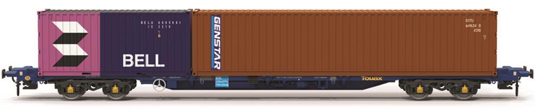 Hornby TT:120 TT6058 Touax KFA Container Wagon with Bell 20 Container and Genstar 40 Container