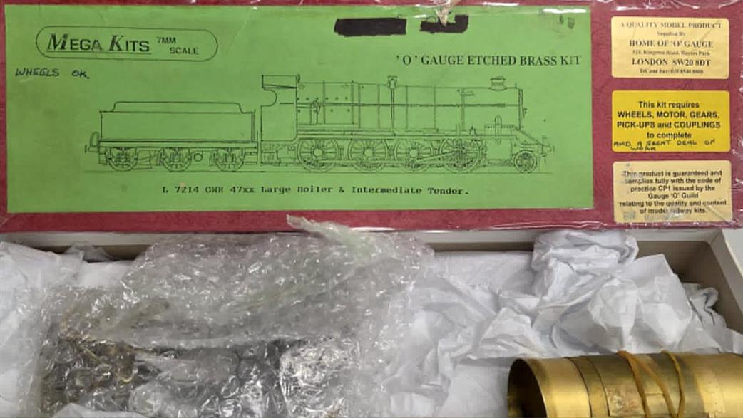 Preowned O Gauge 47xx Mega Kits L7214 GWR 47xx Large Boiler & Intermediate tender kitx GWR BR Small Prairie Kit