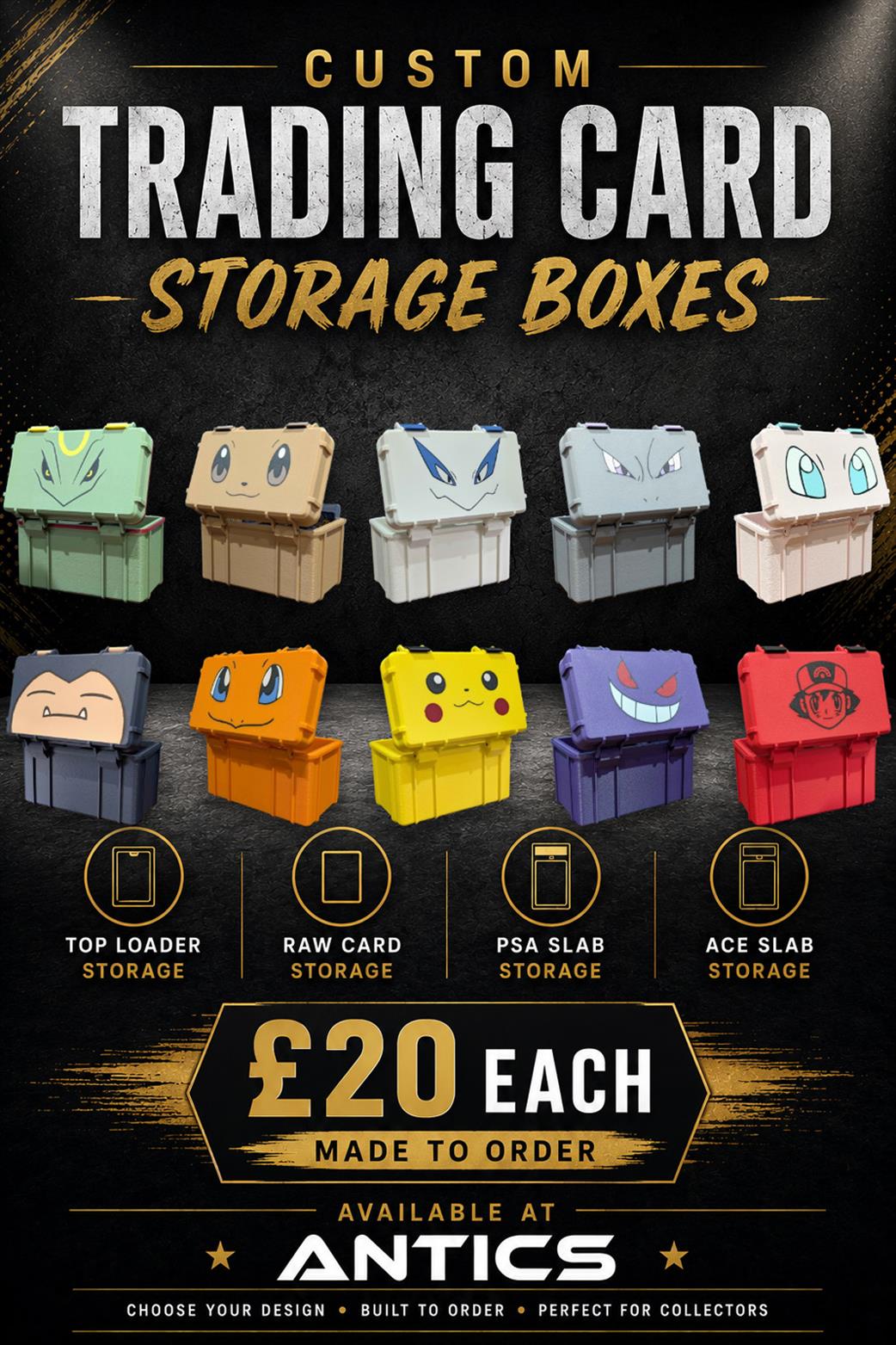 Antics  TCGBOX Pokemon Custom Trading Card Storage Boxes - Made to order
