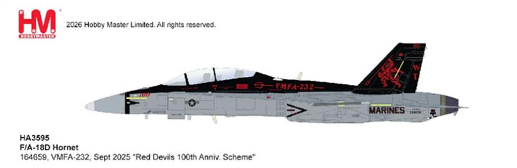 Hobby Master 1/72 HA3595 F/A-18D Hornet Red Devils 100th Anniv. Scheme Diecast aircraft model