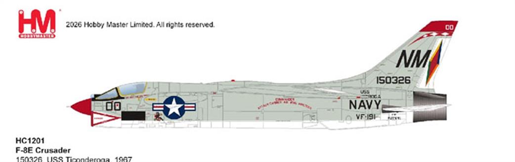 Hobby Master 1/72 HC1201 F-8E Crusader USS Ticonderoga Diecast Aircraft Model