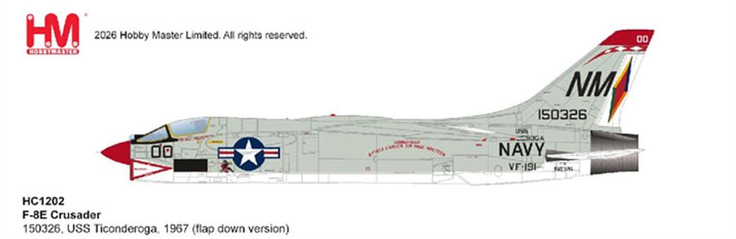 Hobby Master 1/72 HC1202 F-8E Crusader USS Ticonderoga Diecast Aircraft Model