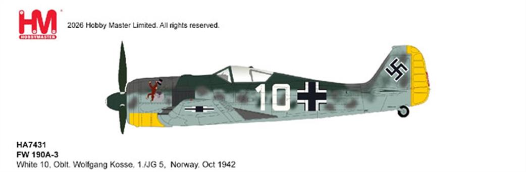 Hobby Master 1/48 HA7431 FW 190A-3 White 10, Oblt. Wolfgang Kosse, 1./JG 5, Norway, Oct 1942