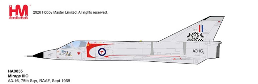 Hobby Master 1/72 HA9855 Mirage IIIO A3-16 75th Sqn RAAF Diecast Aircraft Model