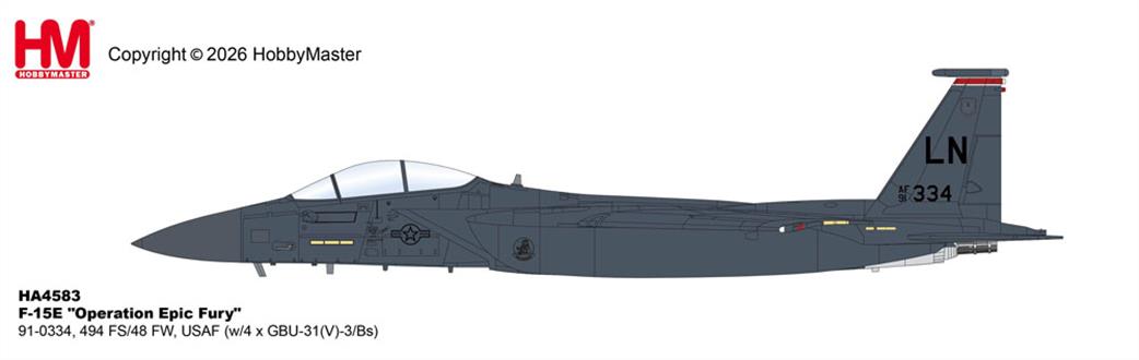 Hobby Master 1/72 HA4853 F-15E Eagle Operation Epic Fury Diecast Aircraft Model
