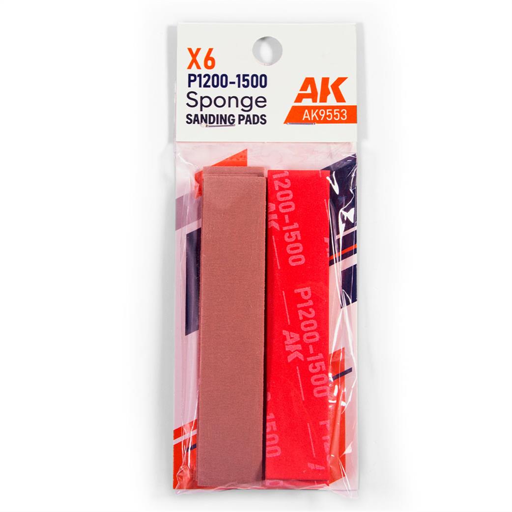 AK Interactive AK9553 Sponge Sanding Pads P1200-1500 Pack of 6