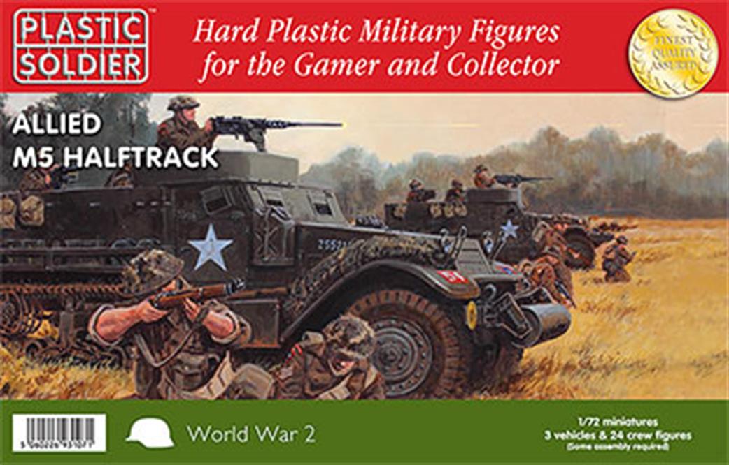 Plastic Soldier 1/72 WW2V20013 Allied M5 Halftrack 3 Vehicles & 24 Crew Figures