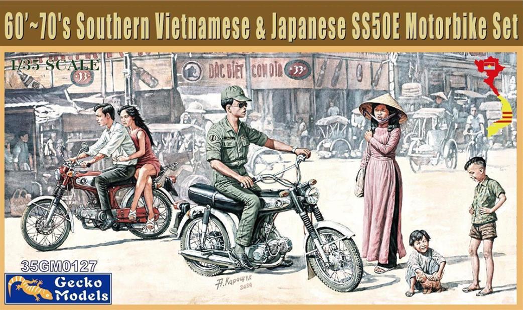 Gecko Models 1/35 35GM0127 60’~70’s Southern Vietnamese & Japanese Motorbike Set