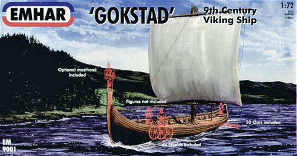 Emhar 1/72 9001 Gokstad 9th Century Viking Ship Kit