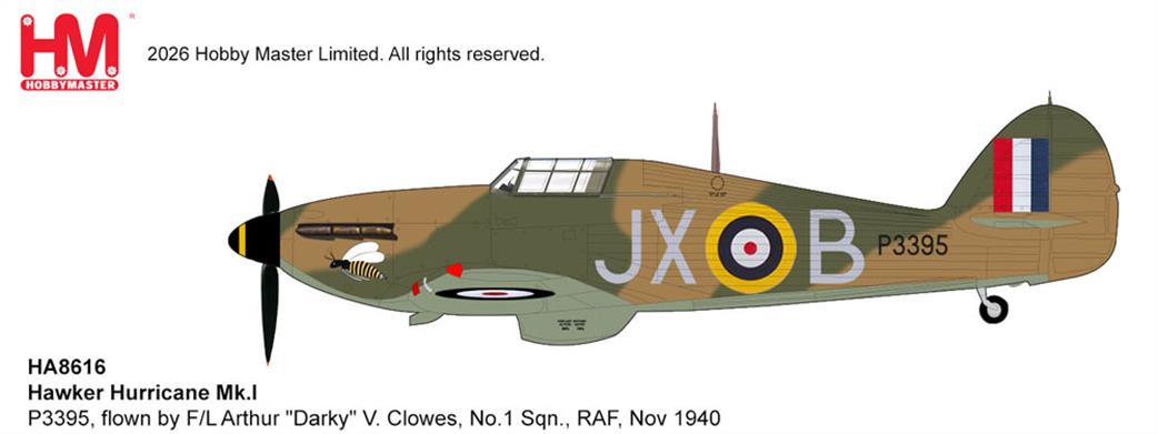 Hobby Master 1/48 HA8616 Hawker Hurricane Mk.1 Battle of Britain Darky