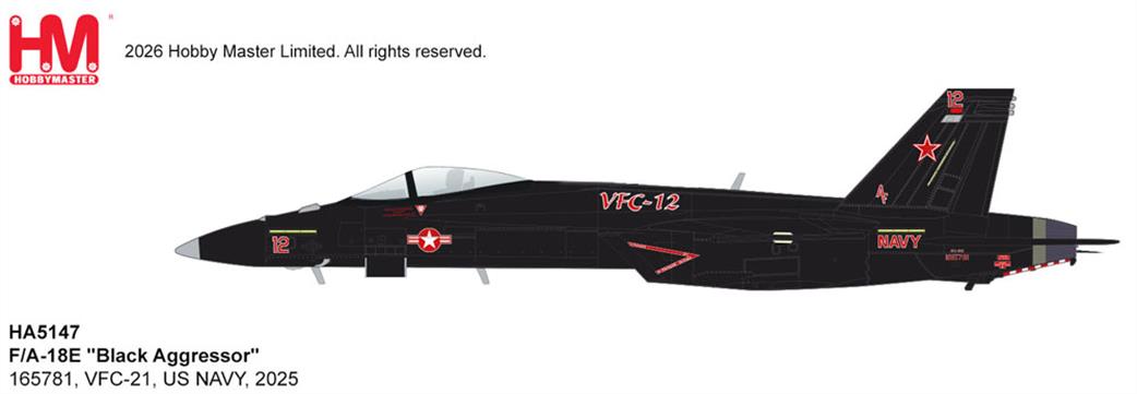 Hobby Master 1/72 HA5147 F/A-18E Black Aggressor Diecast aircraft model