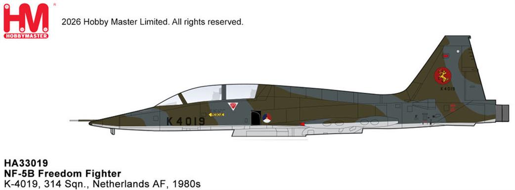 Hobby Master 1/72 HA33019 NF-5B Freedom Fighter Netherlands AF Diecast Jet Aircraft Model