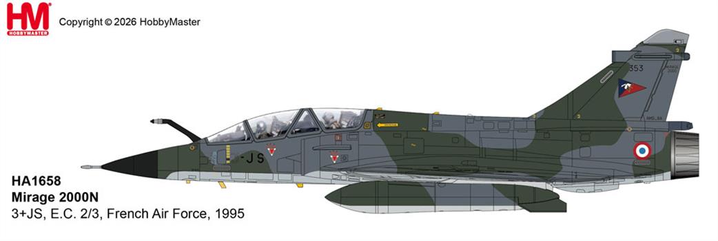 Hobby Master 1/72 HA1658 Mirage 2000N 353/3+JS, French Air Force, 1995 .Diecast Aircraft Model