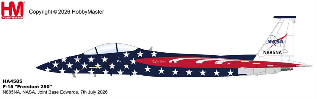 Hobby Master 1/72 HA4585 F-15 Freedom 250 N885NA NASA Joint Base Edwards Diecast Aircraft Model