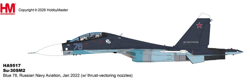 Hobby Master 1/72 HA9517 Su-30SM2 Blue 78, Russian Navy Aviation, Jan 2022 (w/ thrust-vectoring nozzles)