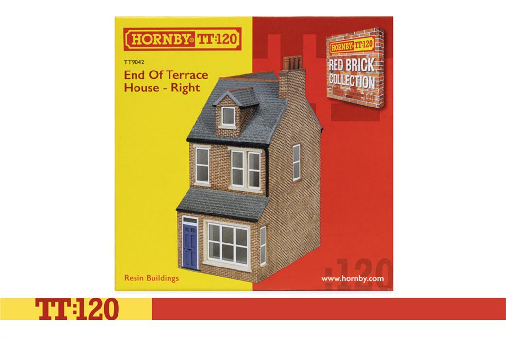 Hornby TT:120 TT9042 End of Terrace House Right Red Brick Ready Painted Resin Building