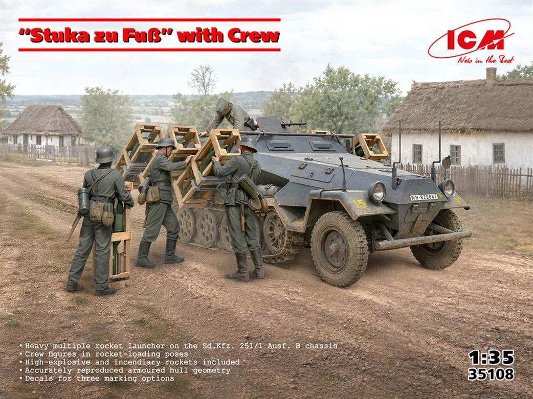 ICM 1/35 35108 Sd.Kfz. 251/1 Stuka zu Fuß with 3 Crew Figures