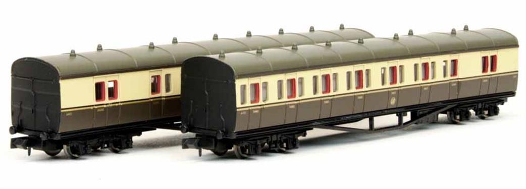 Dapol N 2P-003-013 GWR 2 Coach B Set Chocolate & Cream with Crests 6449 & 6450