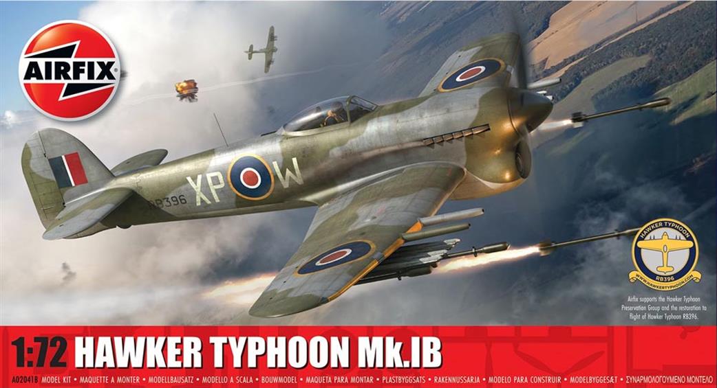 Airfix 1/72 A02041B Hawker Typhoon Mk1B World War 2 Fighter Aircraft Kit