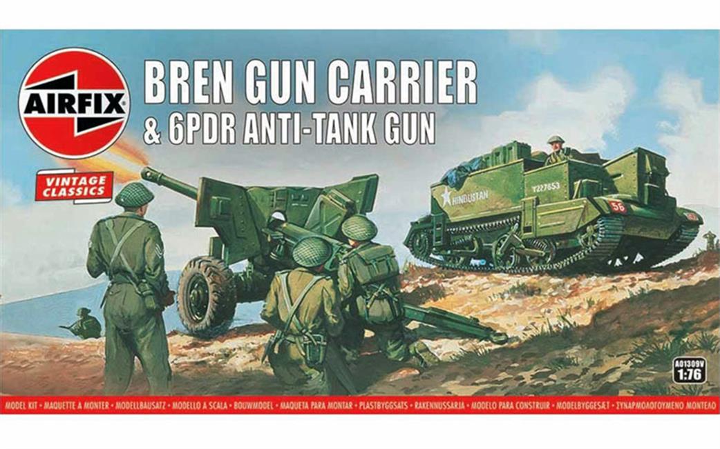 Airfix 1/76 A01309V Bren Gun Carrier and 6-Pounder Anti-tank Gun WW2