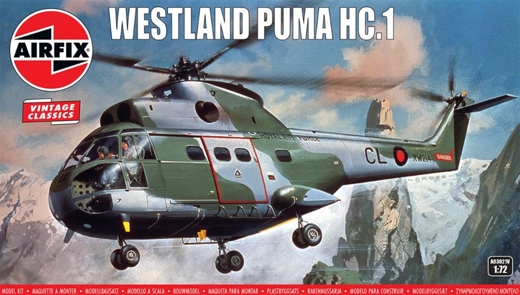 Airfix 1/72 A03021V Westland Puma HC.1 Vintage Classic Helicopter Kit