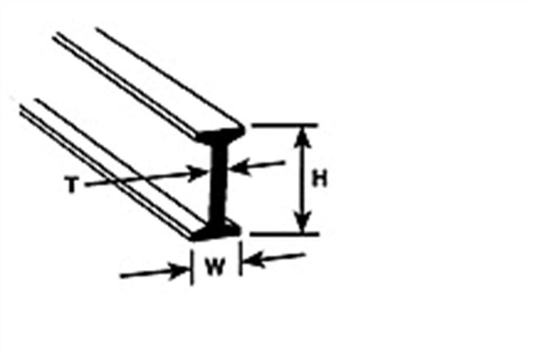 Plastruct 90513 3.2mm I Section Beam Pack of 8 BFS-4