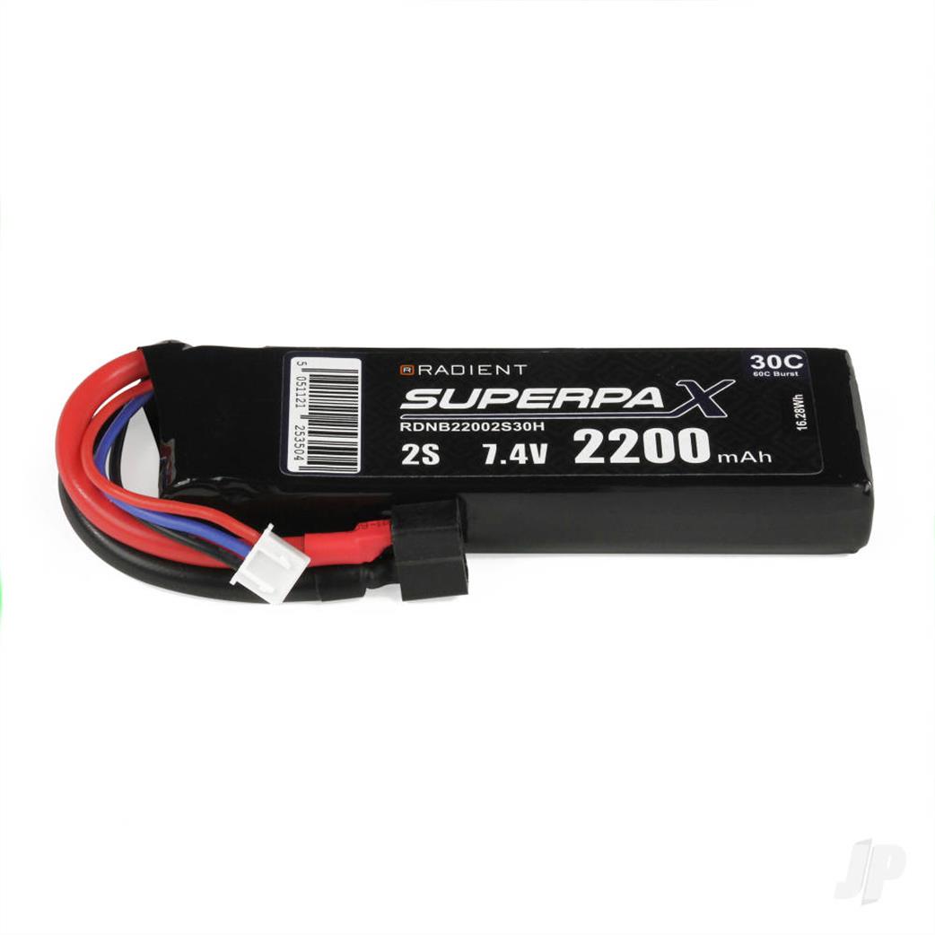 Radient  RDNB22002S30H 7.4v 2200mah 30C Lipo Battery w/Deans Connector