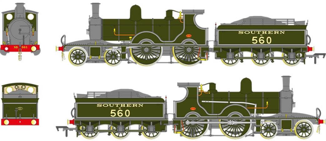 EFE OO E85024 LSWR Adam T3 4-4-0 560 SR Lined Maunsell Green