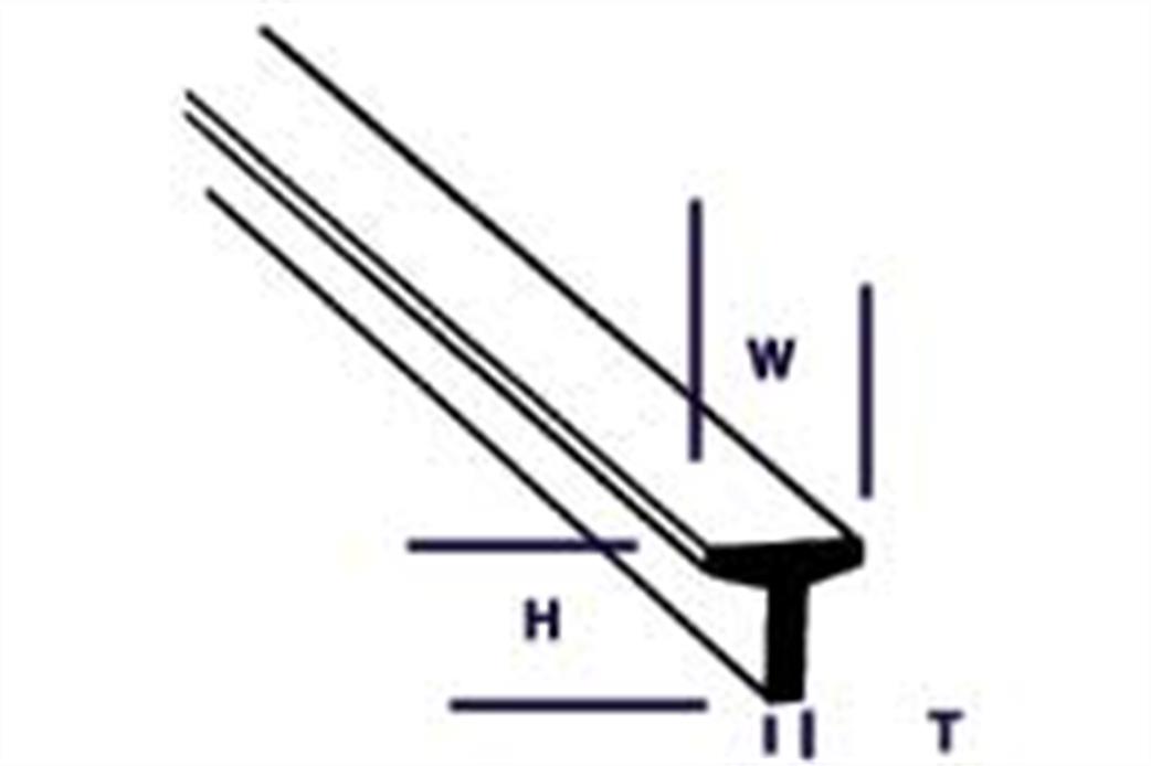 Plastruct 90561 1.2mm T Section Pack of 10 TFS-1