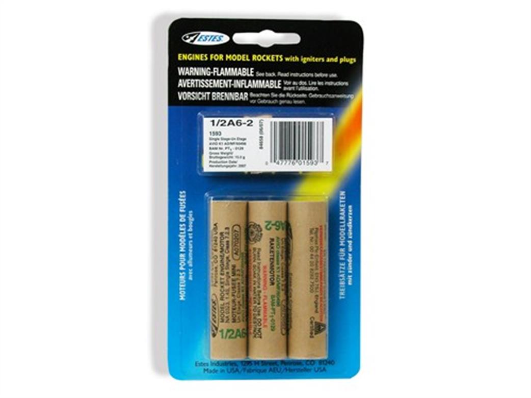 Estes  ES1593 1/2 A6-2 Rocket Motors Pack of 3