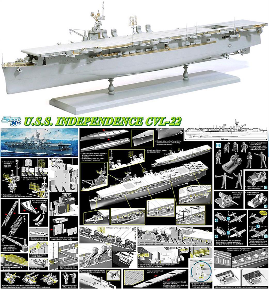 Dragon Models 1/350 1024 USS Independence CVL-22 Smart Kit
