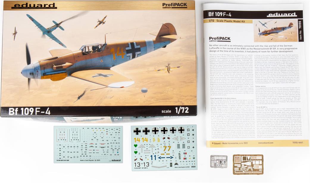 Eduard 1/72 70155 Bf 109F-4 German WW2 Fighter Aircraft Plastic Kit Profipak