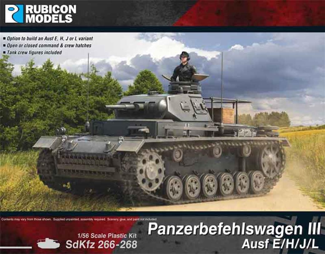 Rubicon Models 1/56 28mm 280093 German SdKfz266-268 Panzerbefehlswagen III Ausf E/H/K/L Command Tank Kit