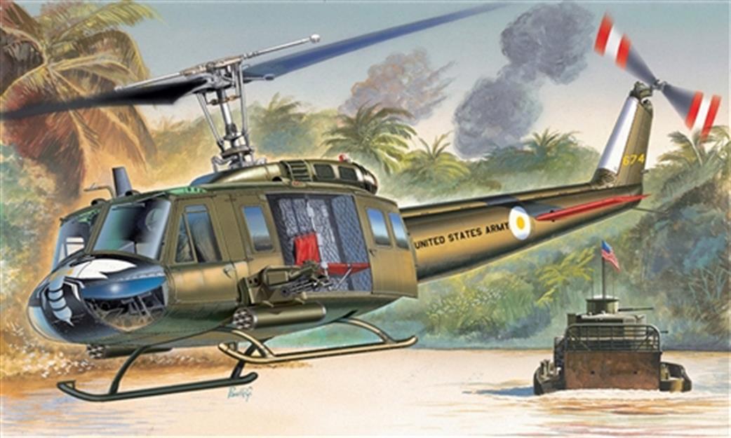 Italeri 1/72 1247 US Army UH-1D Slick Huey Helicopter Plastic Kit