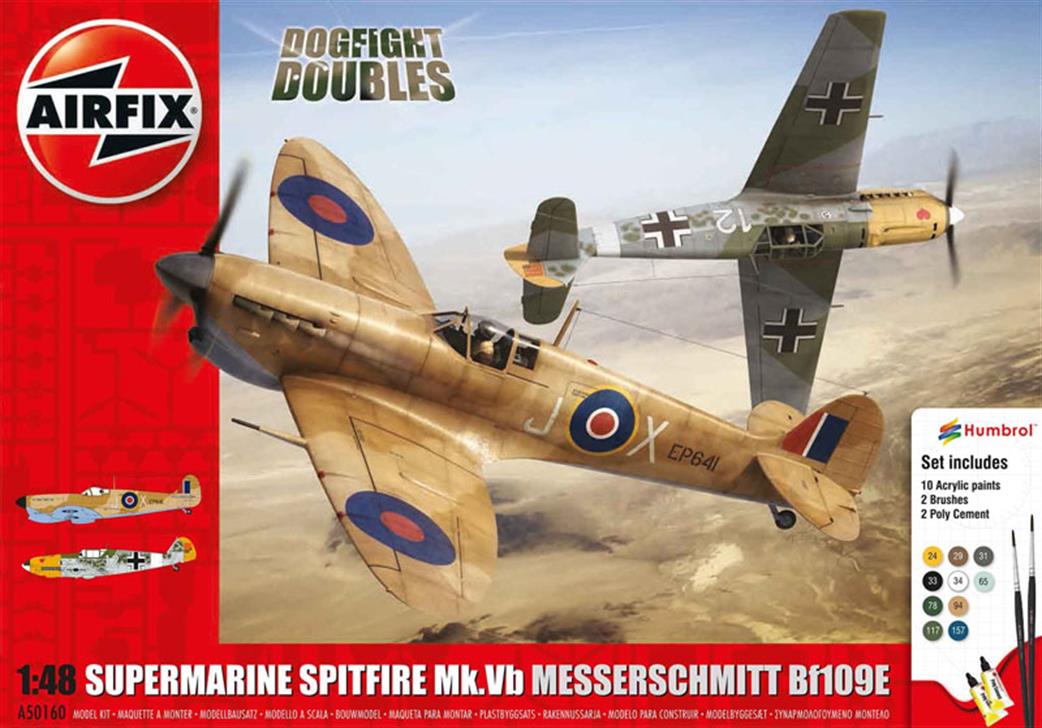 Airfix 1/48 A50160 Dogfight Doubles Supermarine Spitfire Mkvb & Messerschmitt Bf109e Gift Set