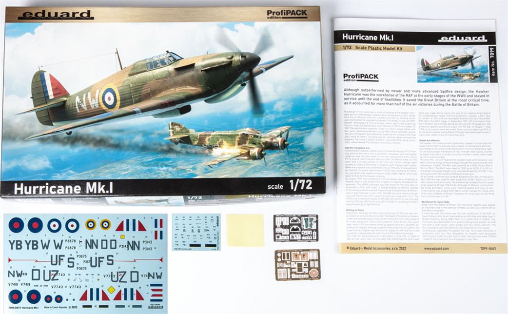 Eduard 1/72 7099 Hurricane Mk.1 RAF WW2 Fighter Plastic Kit Profipack