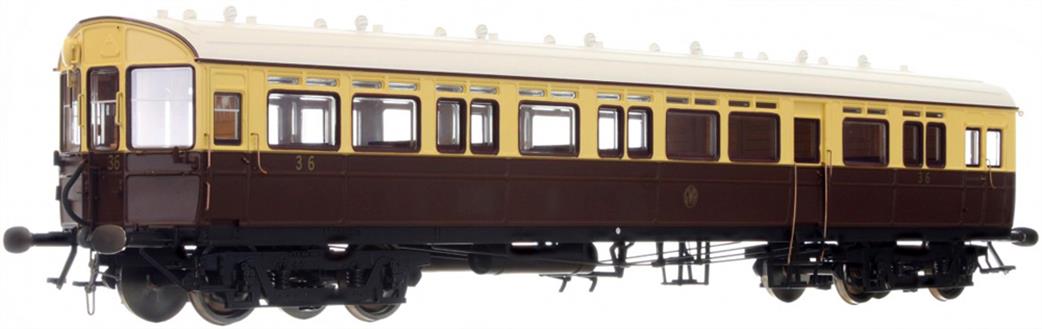 Dapol O Gauge 7P-004-012 GWR Autocoach 36 Chocolate & Cream Livery with Shirtbutton Monogram