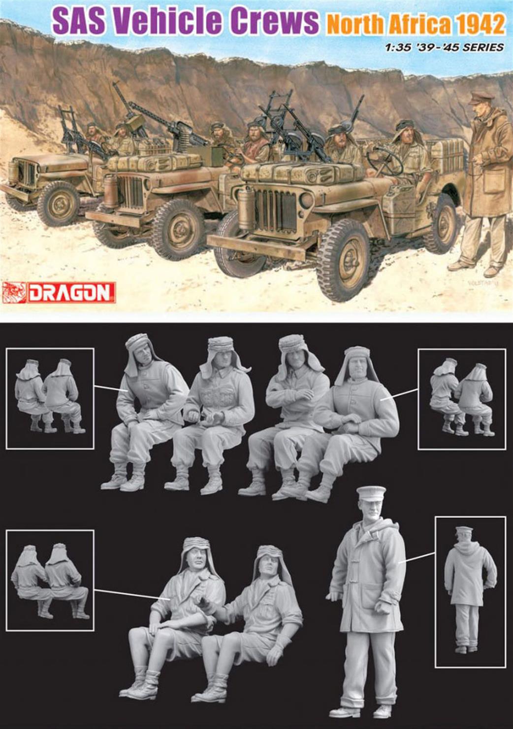 Dragon Models 1/35 6682 SAS Vehicle Crew 7 Figures Ready To Assemble