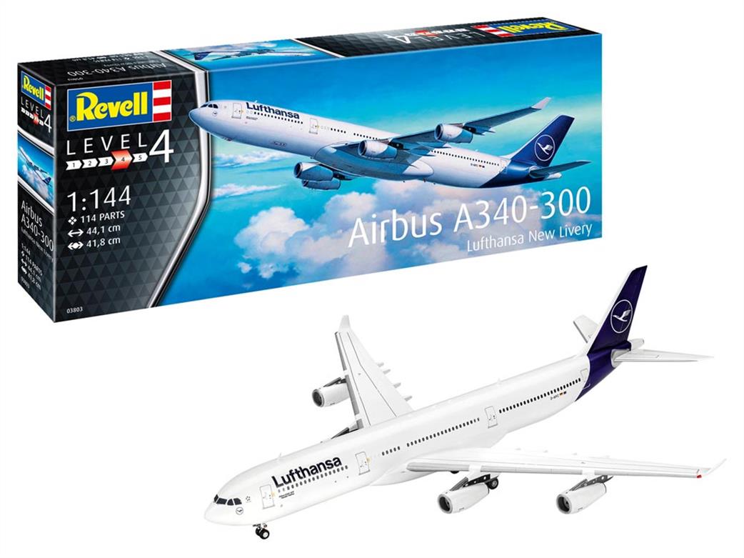 Revell 1/144 03803 Airbus A340-300 Lufthansa New Livery Plane Kit