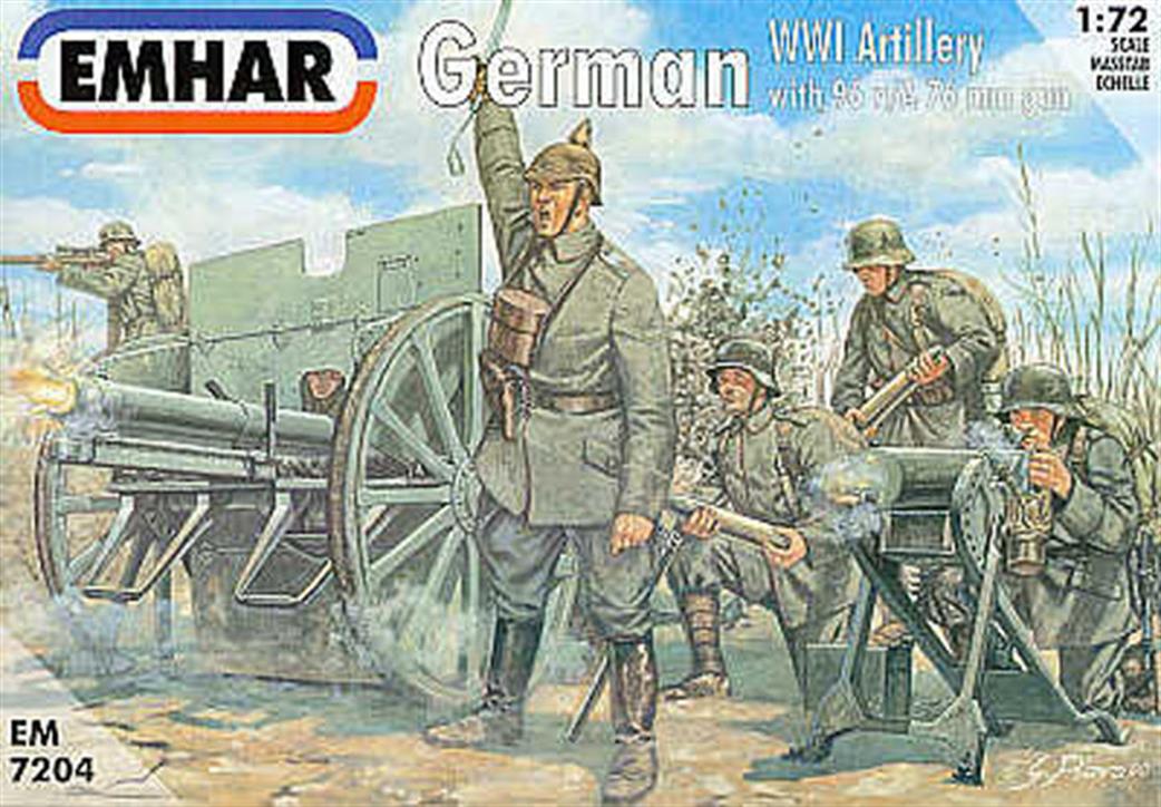 Emhar 1/72 EM7204 German WW1 Artillery & 24 Figures & 76mm Guns