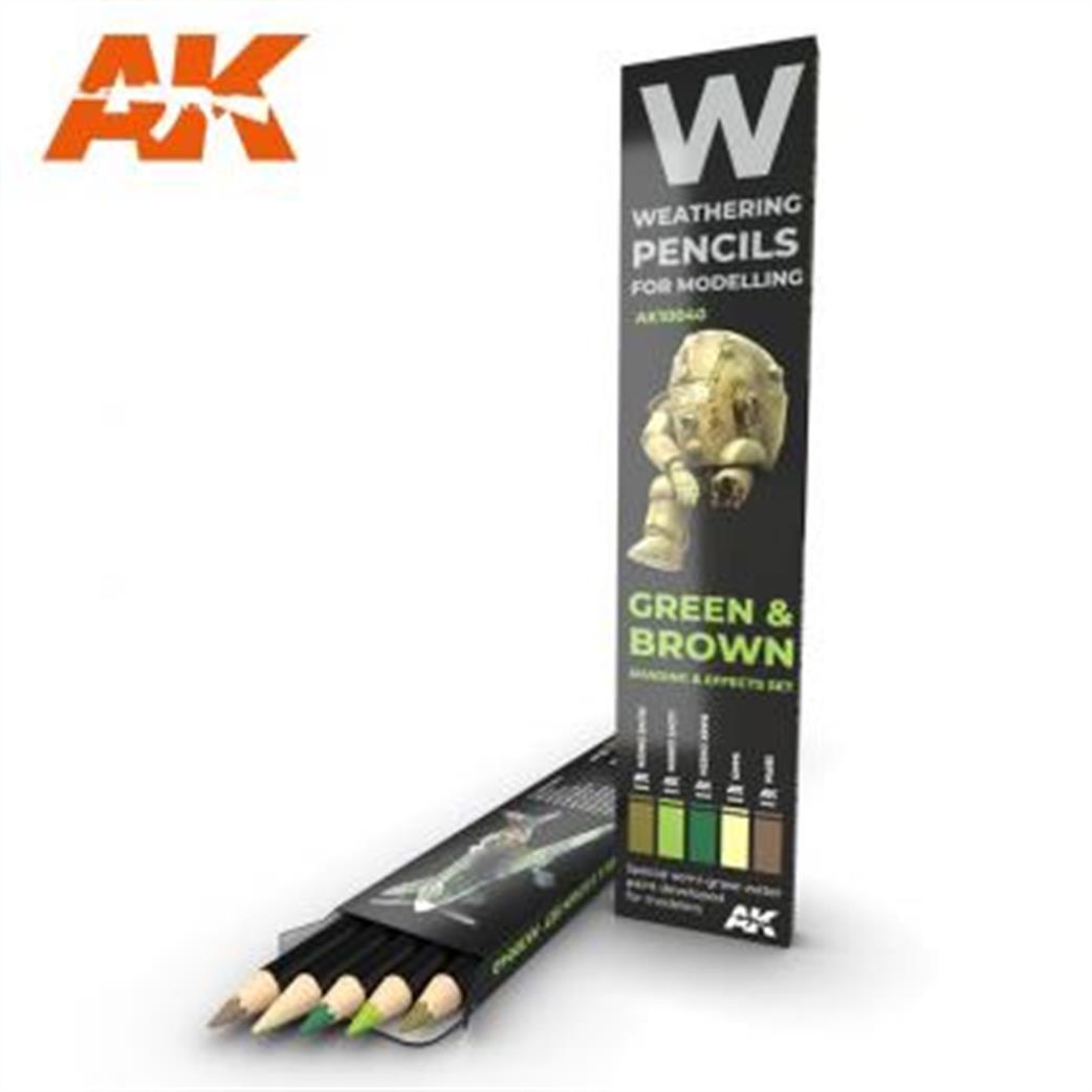 AK Interactive  AK10040 Green & Brown Weathering Pencil Set