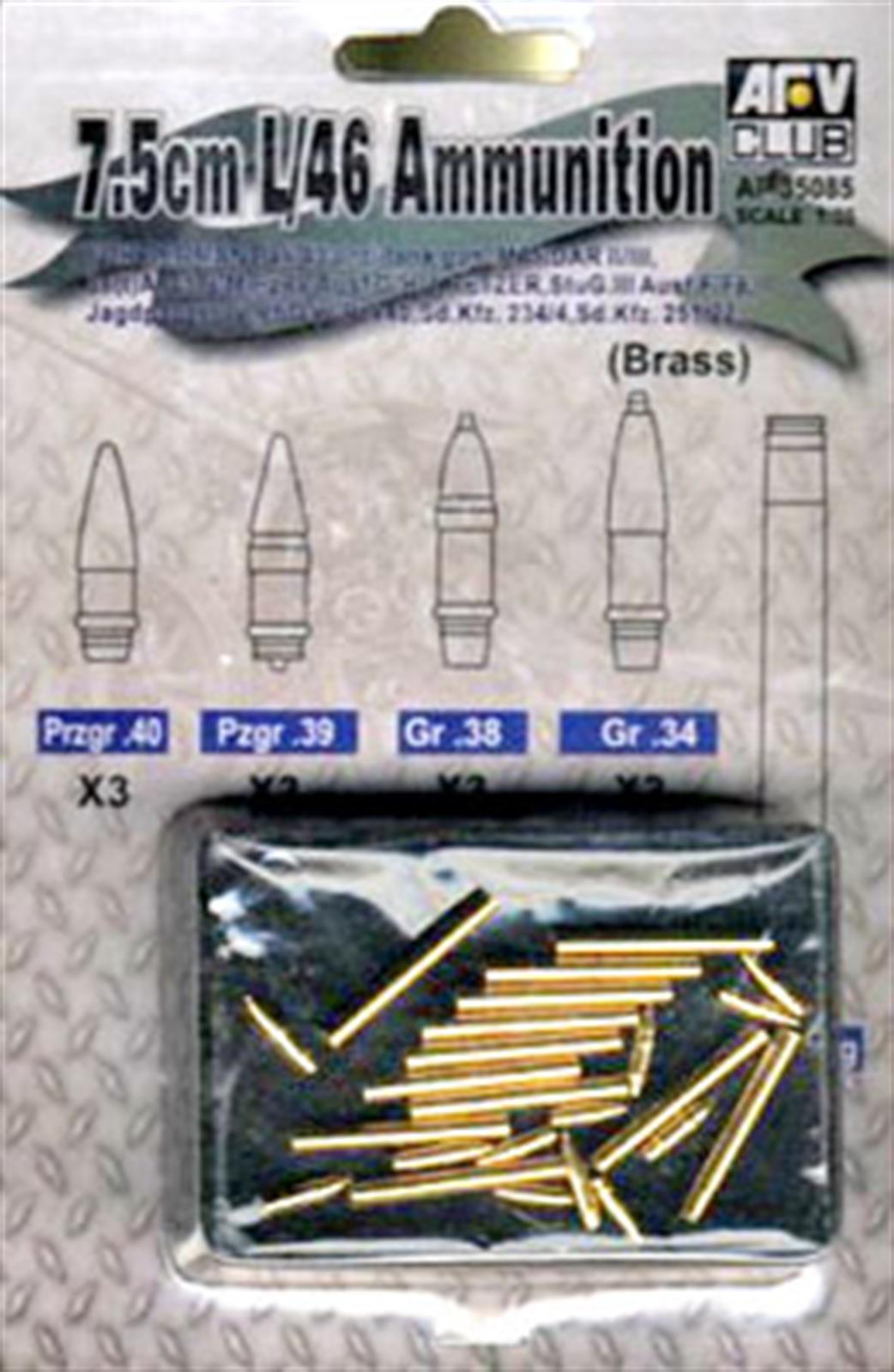 AFV Club 1/35 AF35085 Panzer 1V 7.5cm KwK L/46 Ammo Set