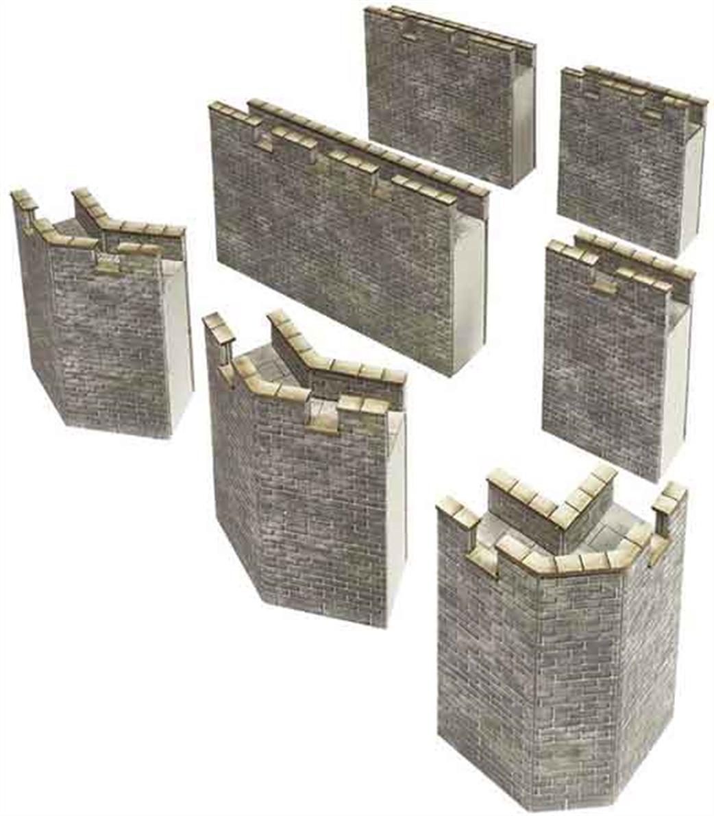 Metcalfe OO PO293 Castle Curtain Walls Printed Card Kit