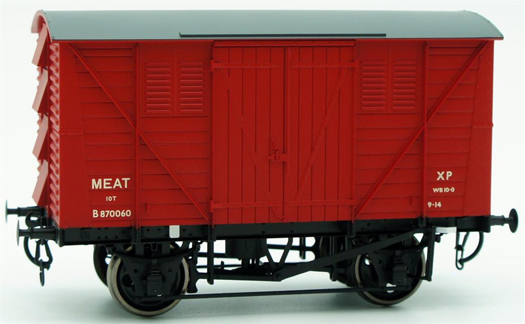 Dapol O Gauge 7F-054-005 BR B870040 Diagram 1/250 12-Ton Ventilated Meat Van Passenger Crimson RTR