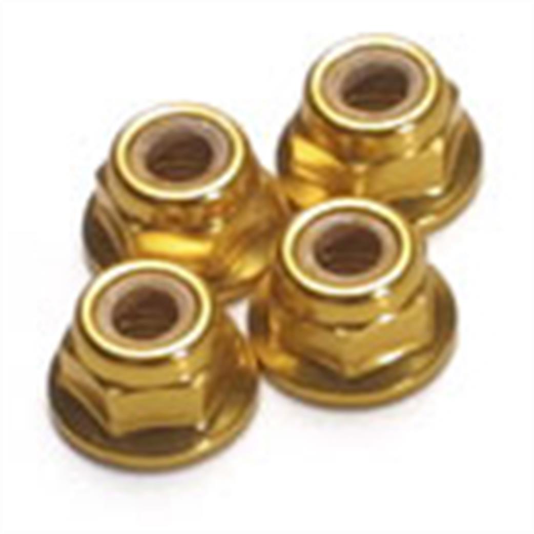 Fastrax 1/10 FTM4GF M4 Flanged Wheel Locknuts Gold Pack of 4